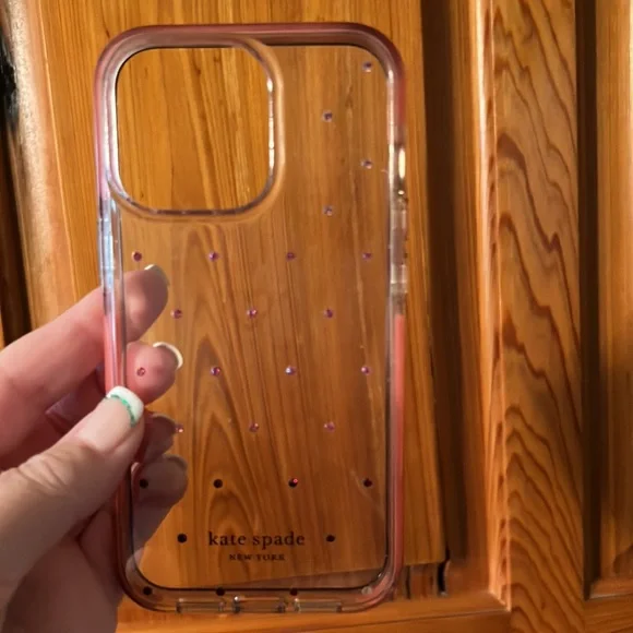 Kate Spade Hardshell iPhone Case in Ombré Pink Dot and Clear, for iPhone 13 Pro - Picture 5 of 15